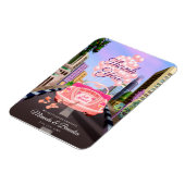 バルーンモダン付きピンクの漫画カーありがとう マグネット (左側)