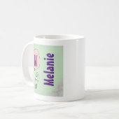 バルーンモノグラムを持ったかわいいバニー コーヒーマグカップ (正面左)