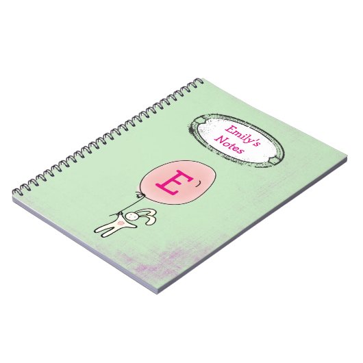 バルーンモノグラムを持ったかわいいバニー ノートブック (左側)