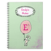 バルーンモノグラムを持ったかわいいバニー ノートブック (正面)