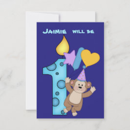 バルーンモンキー1st誕生日パーティの招待状 招待状