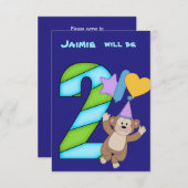 バルーンモンキー2nd誕生日パーティの招待状 招待状 (正面/裏面)