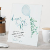 バルーンユーカリ男の子の赤ちゃんシャワーおむつラッフル 台座サイン (インサイチュ)