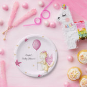 バルーンライトピンクの女の子ベビーシャワー付きドラゴン ペーパープレート (パーティー)