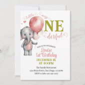 バルーンリトル恋しく思オネダーフル少女1st誕生日 招待状 (正面)