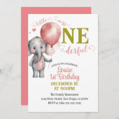 バルーンリトル恋しく思オネダーフル少女1st誕生日 招待状 (正面/裏面)