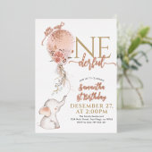 バルーンリトル恋しく思オネダーフル少女1st誕生日 箔招待状 (立ち正面)