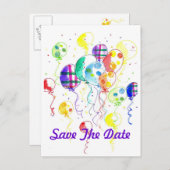 バルーンレインボー祝パーティー紙吹雪 案内ポストカード (正面/裏面)
