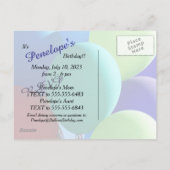 バルーンレインボー誕生日日付の保存 案内ポストカード (裏面)