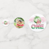 バルーンレターメロンファースト誕生日写真 コンフェッティ (正面)