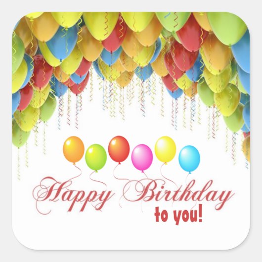 バルーンワウ誕生日シール スクエアシール (正面)
