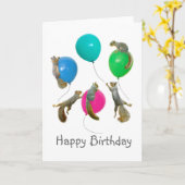 バルーン上のリス誕生日カード カード (黄色い花)