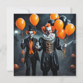 バルーン不気味を保持するピエロハローウィンパーティ (正面)