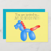 バルーン乳児または幼児の子供の誕生日パーティー 招待状 (正面/裏面)