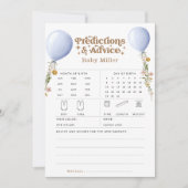 バルーン予測とアドバイスベビーシャワーゲームカード 招待状 (正面)