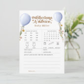 バルーン予測とアドバイスベビーシャワーゲームカード 招待状 (スタンド正面)