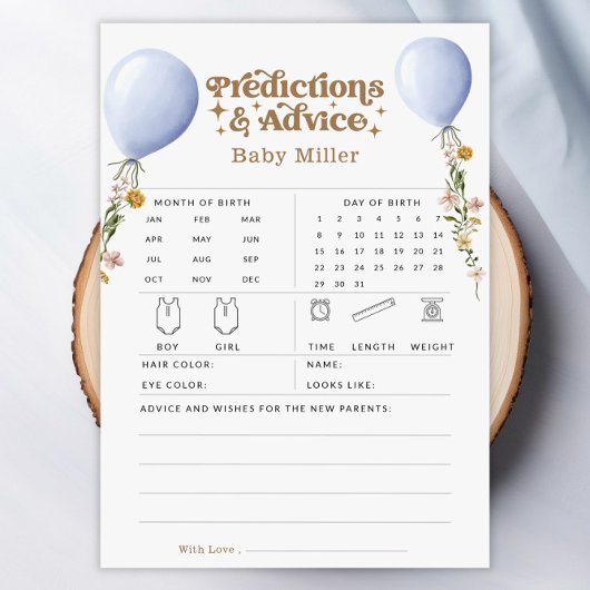 バルーン予測とアドバイスベビーシャワーゲームカード 招待状