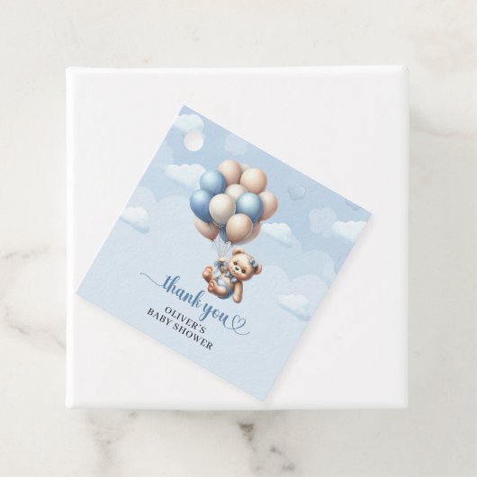 バルーン人気がある付きクマ青アイボリーベビーシャワー フェイバータグ (インサイチュ)