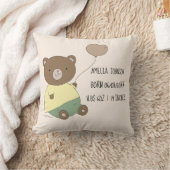 バルーン付きかわいいクマベビー誕生統計キープサケ クッション (ブランケット)