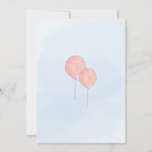 バルーン付きかわいいクマ赤ちゃんシャワー招待 招待状 (裏面)