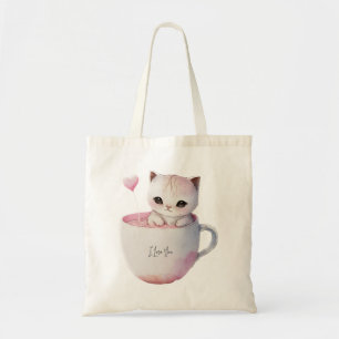 バルーン付きかわいい子猫ハート トートバッグ