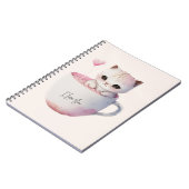 バルーン付きかわいい子猫ハート ノートブック (左側)