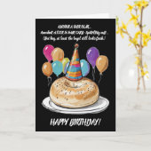 バルーン付きアルカスティックベーグル誕生日 カード (黄色い花)