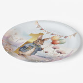 バルーン付きウサギのピーター最初の誕生日 ペーパープレート (アングル)