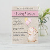 バルーン付きウサギ赤ちゃんシャワー 招待状 (スタンド正面)