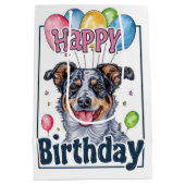 バルーン付きオーストラリア牛誕生日 ミディアムペーパーバッグ (裏面)