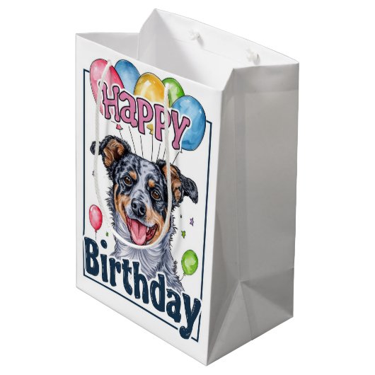 バルーン付きオーストラリア牛誕生日 ミディアムペーパーバッグ (裏面アングル)