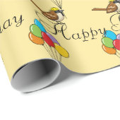 バルーン付きカワイカートカートスパロー誕生日 ラッピングペーパー (ロールコーナー)