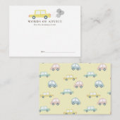 バルーン付きカーイエローベビーシャワーアドバイス エンクロージャーカード (正面/裏面)