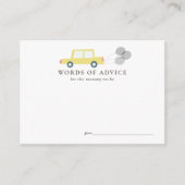 バルーン付きカーイエローベビーシャワーアドバイス エンクロージャーカード (正面)