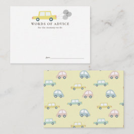 バルーン付きカーイエローベビーシャワーアドバイス エンクロージャーカード