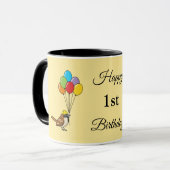 バルーン付きカートゥーンスパロー誕生日 |追加文字 マグカップ (正面左)