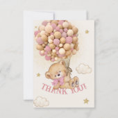 バルーン付きクマBeigeピンク赤ちゃんシャワー サンキューカード (裏面)