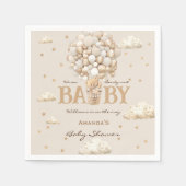 バルーン付きクマBohoニュートラル赤ちゃんシャワー スタンダードカクテルナプキン (正面)