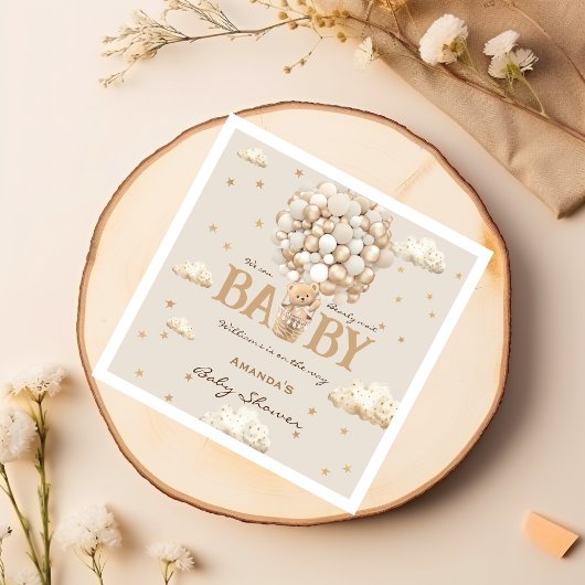 バルーン付きクマBohoニュートラル赤ちゃんシャワー スタンダードカクテルナプキン