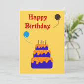 バルーン付きケーキ – 誕生日カード (スタンド正面)