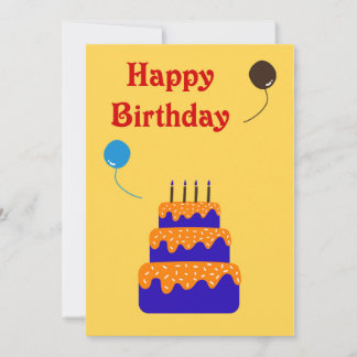 バルーン付きケーキ – 誕生日カード