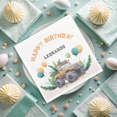 バルーン付きサファリモンスタートラックハッピーバースデー スタンダードランチョンナプキン