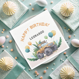 バルーン付きサファリモンスタートラックハッピーバースデー スタンダードランチョンナプキン