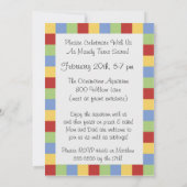 バルーン付きスティックフィギュアガール誕生日招待状 招待状 (裏面)