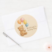 バルーン付きテディクラシックベアRound Sti ラウンドシール (封筒)