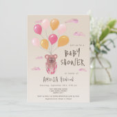 バルーン付きテディベアスケッチベビーシャワー 招待状 (スタンド正面)