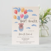 バルーン付きテディベアスケッチベビーシャワー 招待状 (スタンド正面)