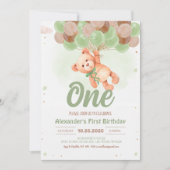 バルーン付きテディベアボーイベア誕生日 招待状 (正面)