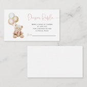 バルーン付きテディベア女の子おむつラッフルカード エンクロージャーカード (正面/裏面)