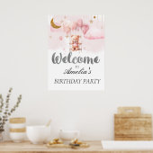 バルーン付きテディベア誕生日ウェルカムサイン ポスター (キッチン)